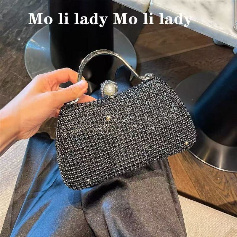 Dijamantima ukrašena večernja clutch torbica za žene, lagani luksuz, box-stil