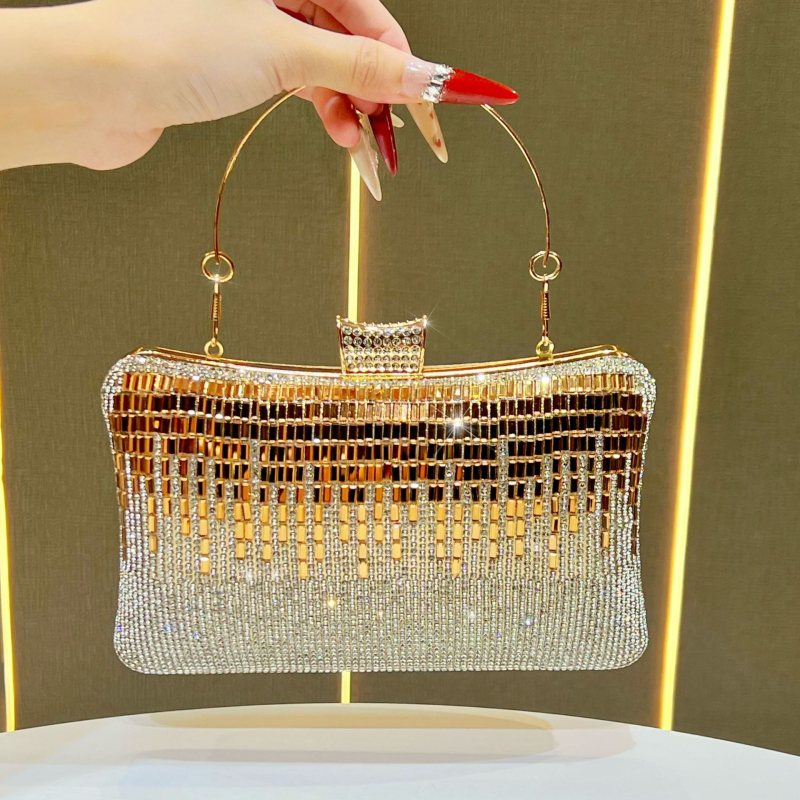 Ženska večernja clutch torba s dijamantima