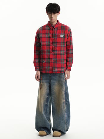 Muški overshirt u britskom stilu s karom, debeo za zimu, širok kroj, plus veličina