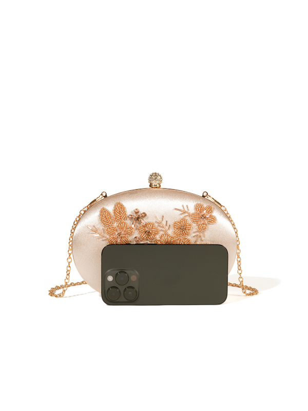 Vintage inspirirana clutch torbica s perlama i cvjetnim vezom od satena za vjenčanje