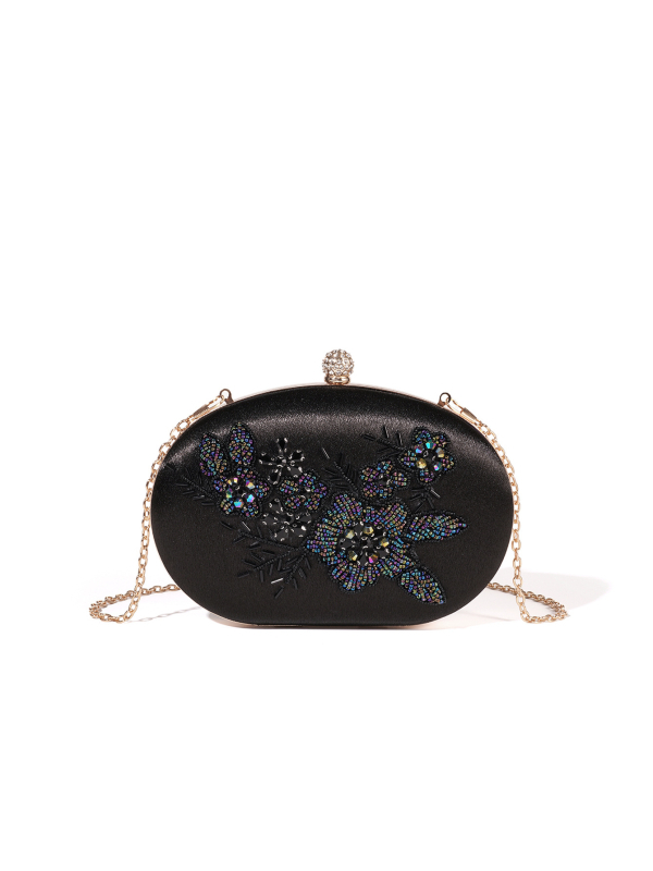 Vintage inspirirana clutch torbica s perlama i cvjetnim vezom od satena za vjenčanje