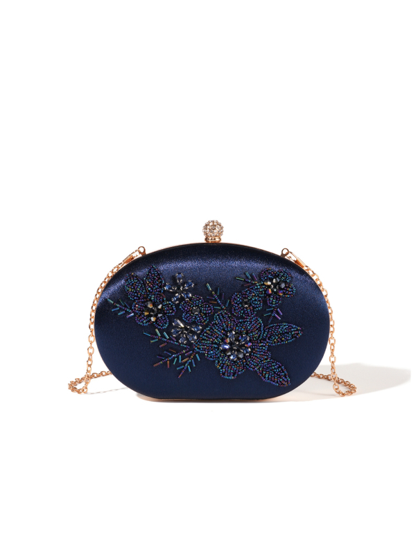 Vintage inspirirana clutch torbica s perlama i cvjetnim vezom od satena za vjenčanje