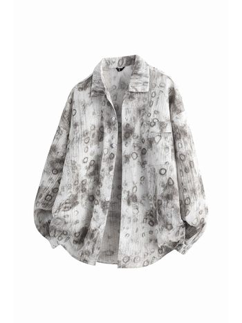 Őszi–téli galléros inget-zakó retró tie-dye mintával, lazább szabás
