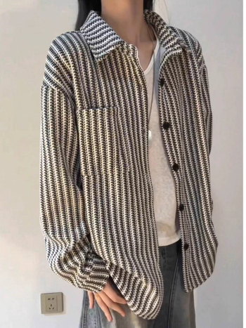Férfi Chenille ing-zakó herringbone mintával, őszi, amerikai csíkok, hosszú ujjú, prémium elegancia
