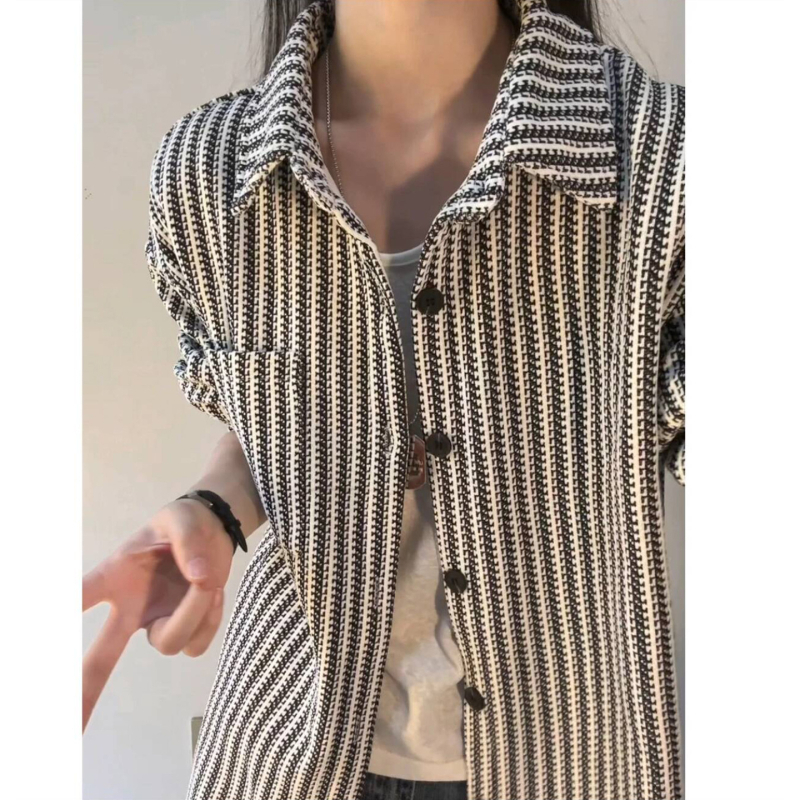Férfi Chenille ing-zakó herringbone mintával, őszi, amerikai csíkok, hosszú ujjú, prémium elegancia