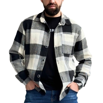 Férfi digitális nyomtatású, fleece-béléssel ellátott ing-szerű kabát