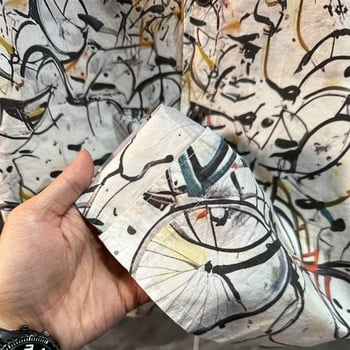 Férfi hosszú ujjú ing, mintás, 3D digitális nyomtatás, laza szabás, galléros rever, poliészter