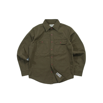 Muška slim-fit radna košulja s dugim rukavima, stojeći ovratnik, lovački stil, s višestrukim džepovima