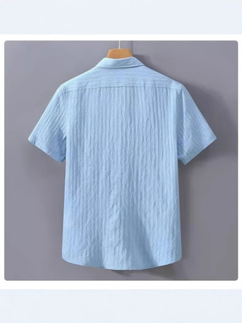 Muška kratka rukava košulja s jacquard prugama, lagana ljetna casual košulja, širok kroj, UV zaštita
