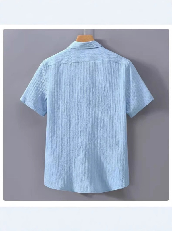 Muška kratka rukava košulja s jacquard prugama, lagana ljetna casual košulja, širok kroj, UV zaštita