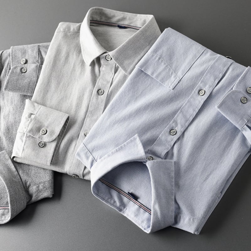 Muška košulja s dugim rukavima, jednofarbna pamučna, 100% pamuk, jesenski poslovno casual stil