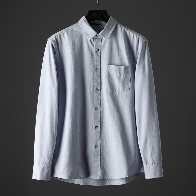 Muška košulja s dugim rukavima, jednofarbna pamučna, 100% pamuk, jesenski poslovno casual stil