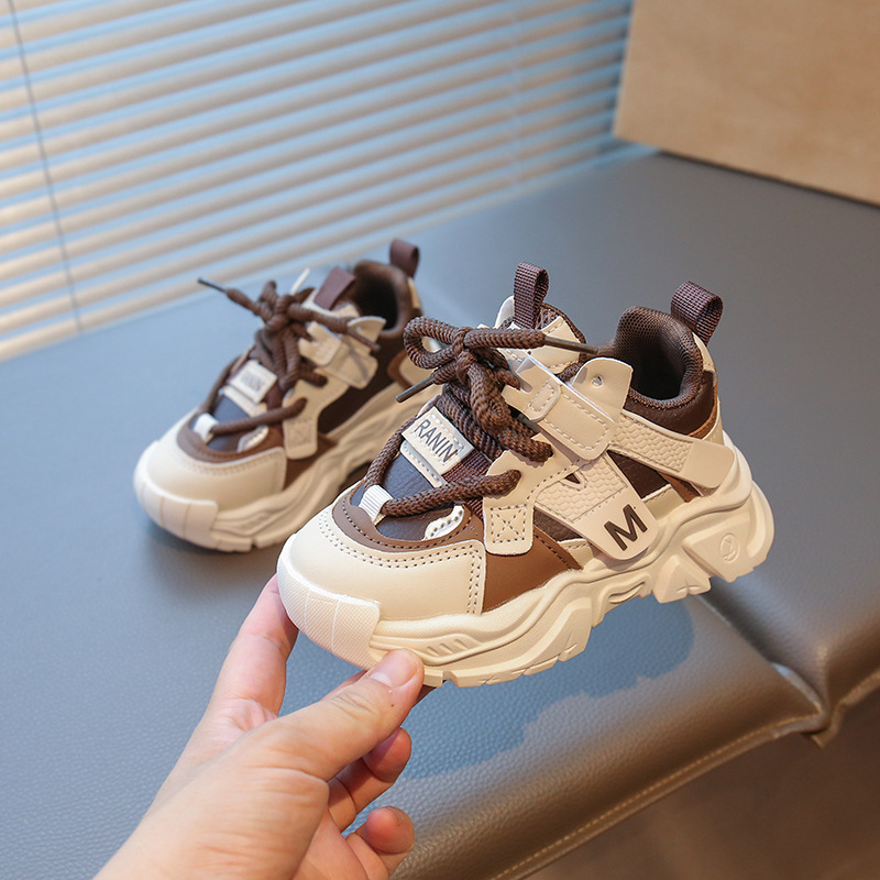 Dječje sportske tenisice, jesen-zima 2025, lagane, protuklizne, s fleec podstavom, casual dad shoes stil, mekana potplata