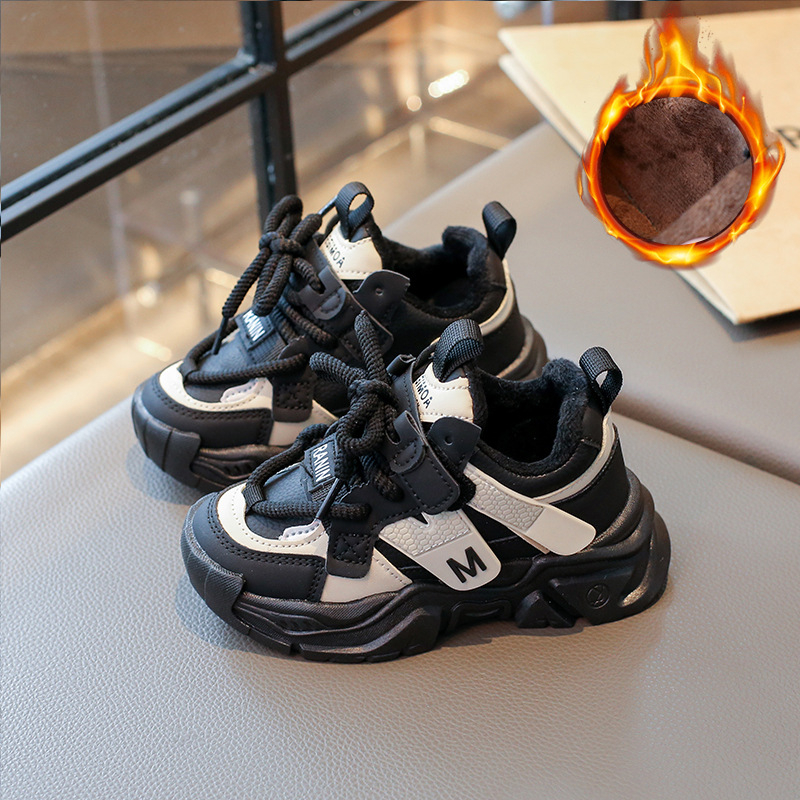 Dječje sportske tenisice, jesen-zima 2025, lagane, protuklizne, s fleec podstavom, casual dad shoes stil, mekana potplata