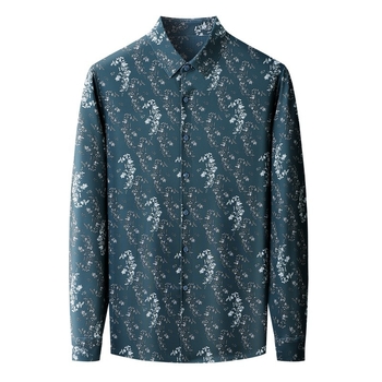 Férfi Mulberry selyemből készült ing, formális, hosszú ujjú, gallér lapel, virágmintás, magas színvonalú üzleti hétköznapi viselet