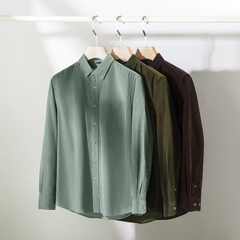 Corduroy pamut férfi hosszú ujjú ingdzseki tavasz-őszre, retro, lezser, sokoldalú