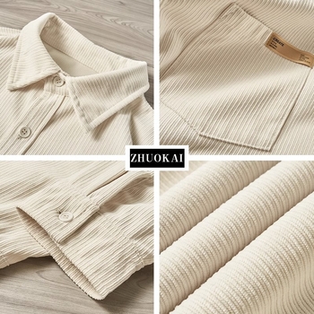 Muško košuljo-jakna od korduroja, dugi rukav, jesen-zima, japanski retro stil