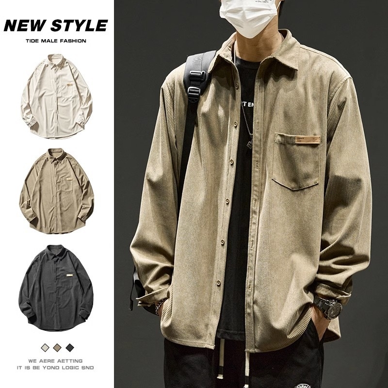 Muško košuljo-jakna od korduroja, dugi rukav, jesen-zima, japanski retro stil