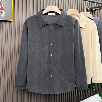 Hongkong-stílusú laza corduroy anyagú ing-jacket férfiaknak, hosszú ujjú, mindennapi felső, tavasz–ősz
