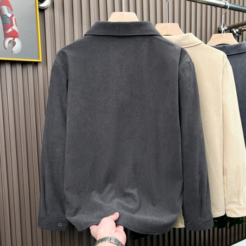 Hongkong-stílusú laza corduroy anyagú ing-jacket férfiaknak, hosszú ujjú, mindennapi felső, tavasz–ősz