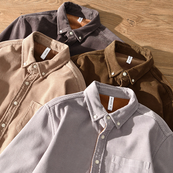 Férfi corduroy dzseki-ing fleece béléssel, vastag meleg pamut külső, őszi-téli retro stílus