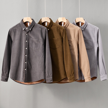 Férfi corduroy dzseki-ing fleece béléssel, vastag meleg pamut külső, őszi-téli retro stílus
