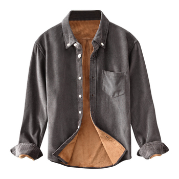 Férfi corduroy dzseki-ing fleece béléssel, vastag meleg pamut külső, őszi-téli retro stílus