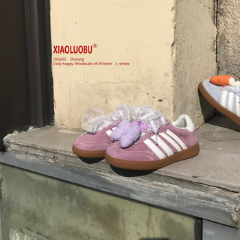 Tenisice s mašnicom i čipkom za djevojčice, AB verzija, slatke boje, casual, niski kroj, Velcro, proljeće 2026
