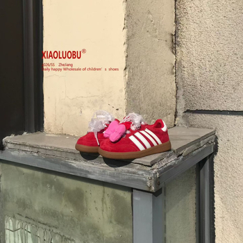 Tenisice s mašnicom i čipkom za djevojčice, AB verzija, slatke boje, casual, niski kroj, Velcro, proljeće 2026