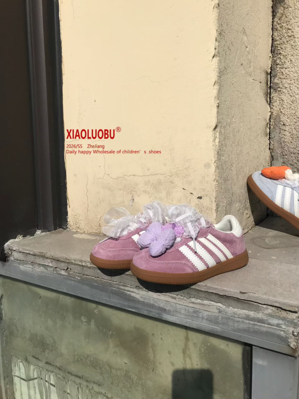 Tenisice s mašnicom i čipkom za djevojčice, AB verzija, slatke boje, casual, niski kroj, Velcro, proljeće 2026