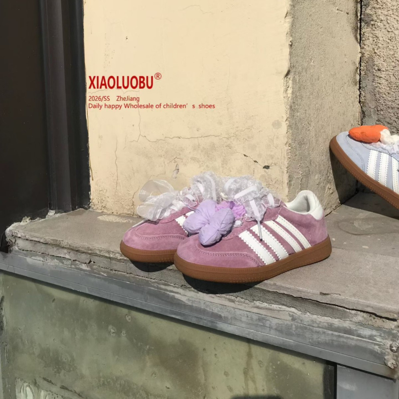 Tenisice s mašnicom i čipkom za djevojčice, AB verzija, slatke boje, casual, niski kroj, Velcro, proljeće 2026