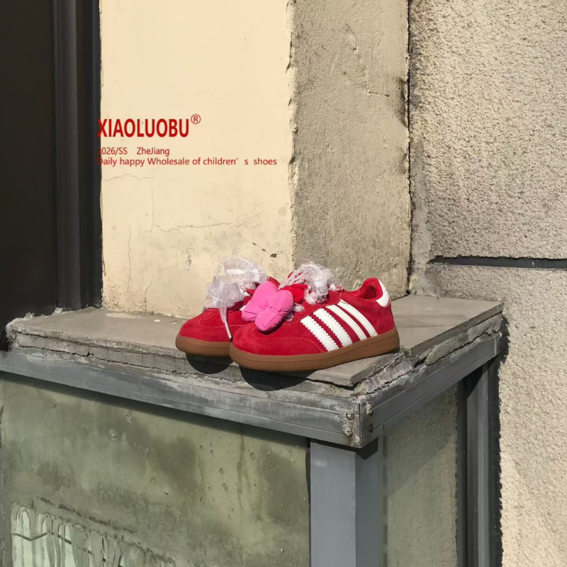 Tenisice s mašnicom i čipkom za djevojčice, AB verzija, slatke boje, casual, niski kroj, Velcro, proljeće 2026