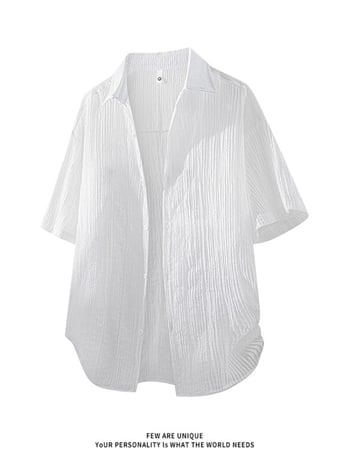 Muška košulja kratkih rukava s prugama, zaštita od sunca, lagana, prozračna, brzo se suši, japanski stil