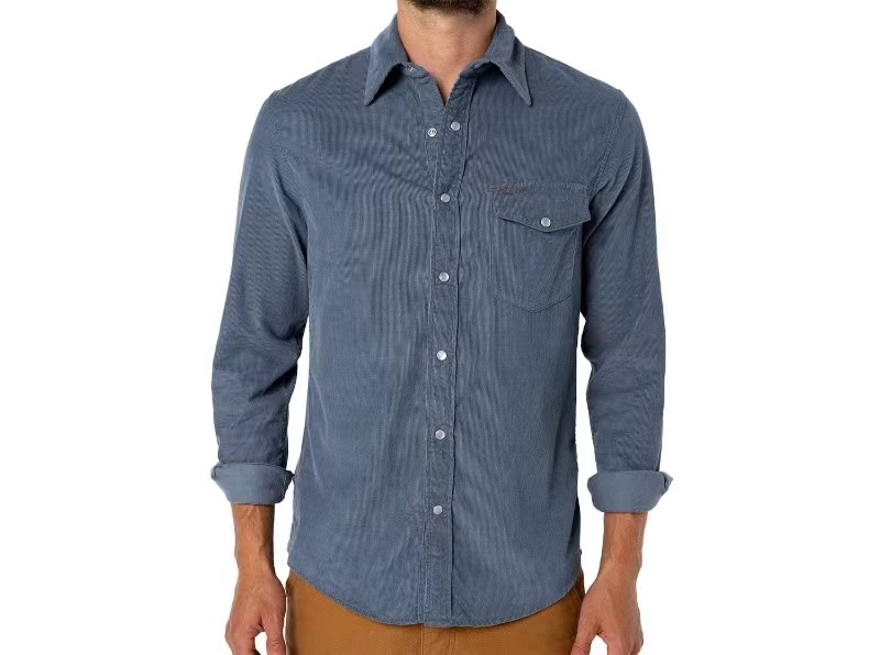 Muška corduroy košulja s dugim rukavima, jednobojna, casual stil, jesen 2023