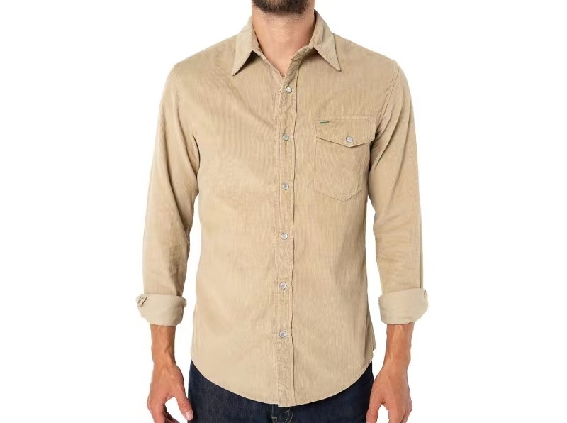 Muška corduroy košulja s dugim rukavima, jednobojna, casual stil, jesen 2023