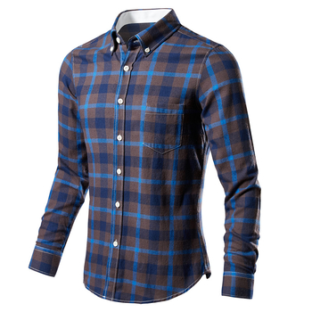 Unisex košulja od 100% pamuka s dugim rukavima, karirani uzorak u četiri boje, casual stil, slim fit