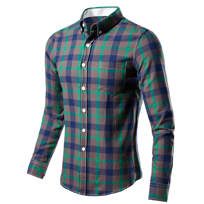 Unisex košulja od 100% pamuka s dugim rukavima, karirani uzorak u četiri boje, casual stil, slim fit