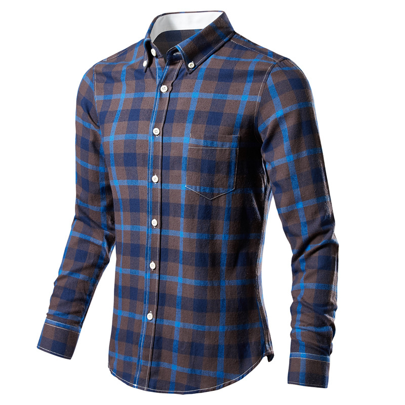 Unisex košulja od 100% pamuka s dugim rukavima, karirani uzorak u četiri boje, casual stil, slim fit