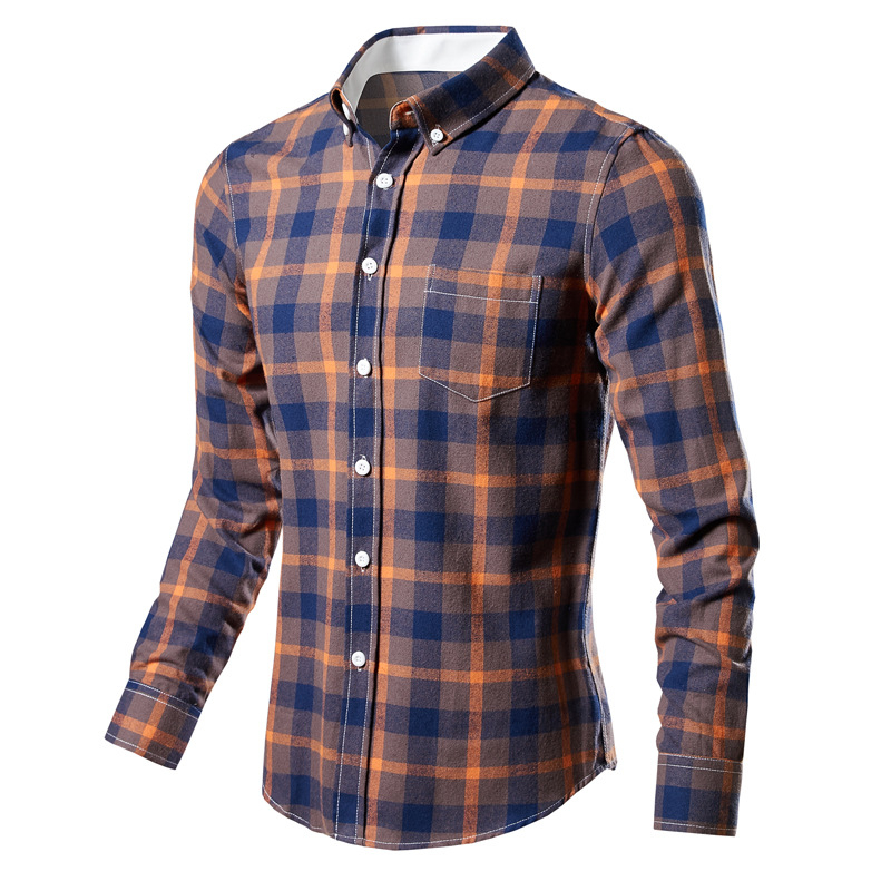 Unisex košulja od 100% pamuka s dugim rukavima, karirani uzorak u četiri boje, casual stil, slim fit