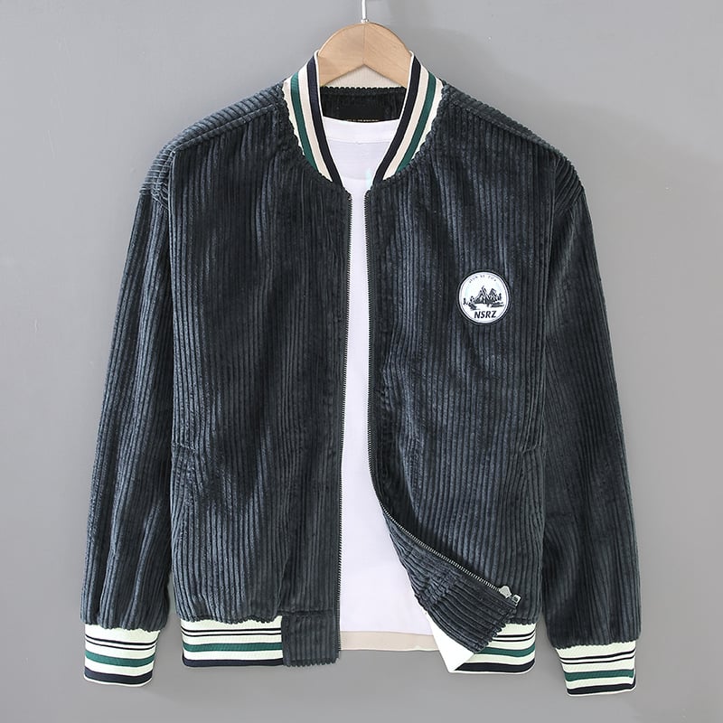 G065 Jesenska nova muška baseball jakna od corduroy pamuka s debelim prugama, ležerni stil