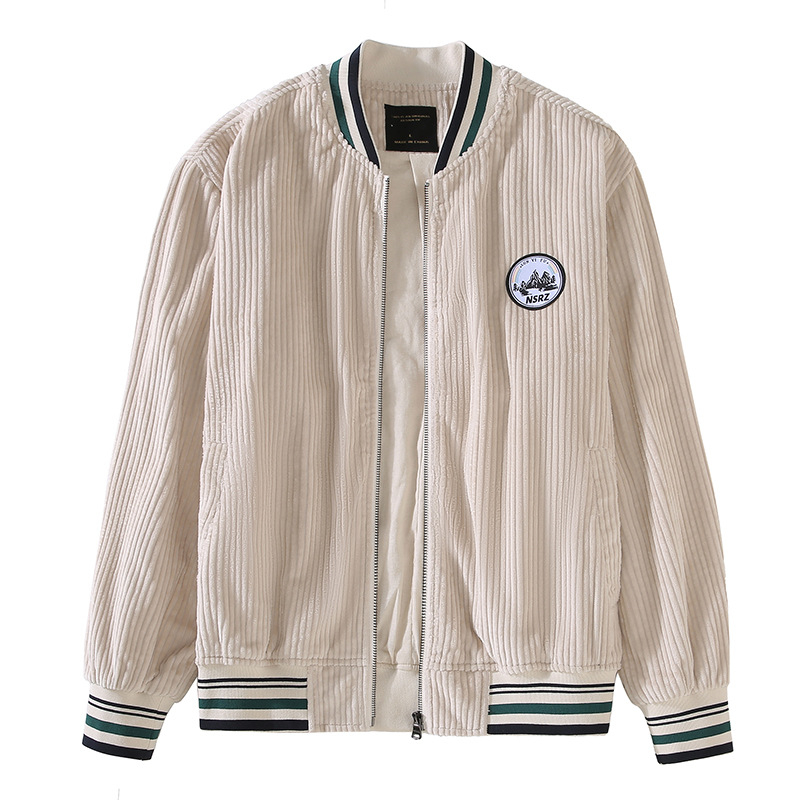 G065 Jesenska nova muška baseball jakna od corduroy pamuka s debelim prugama, ležerni stil