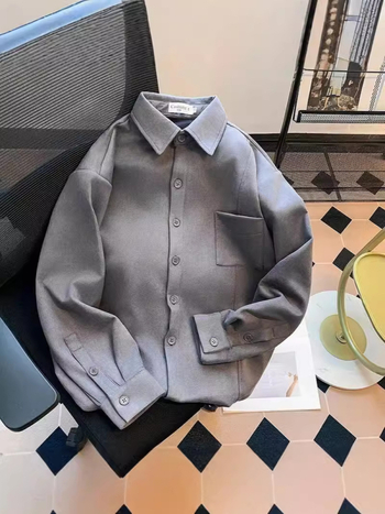 Muška košulja od nubuka s dugim rukavima, korejski stil, širok kroj, bez peglanja, za proljeće i jesen