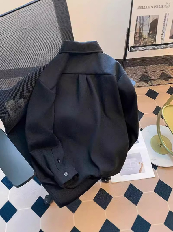 Muška košulja od nubuka s dugim rukavima, korejski stil, širok kroj, bez peglanja, za proljeće i jesen