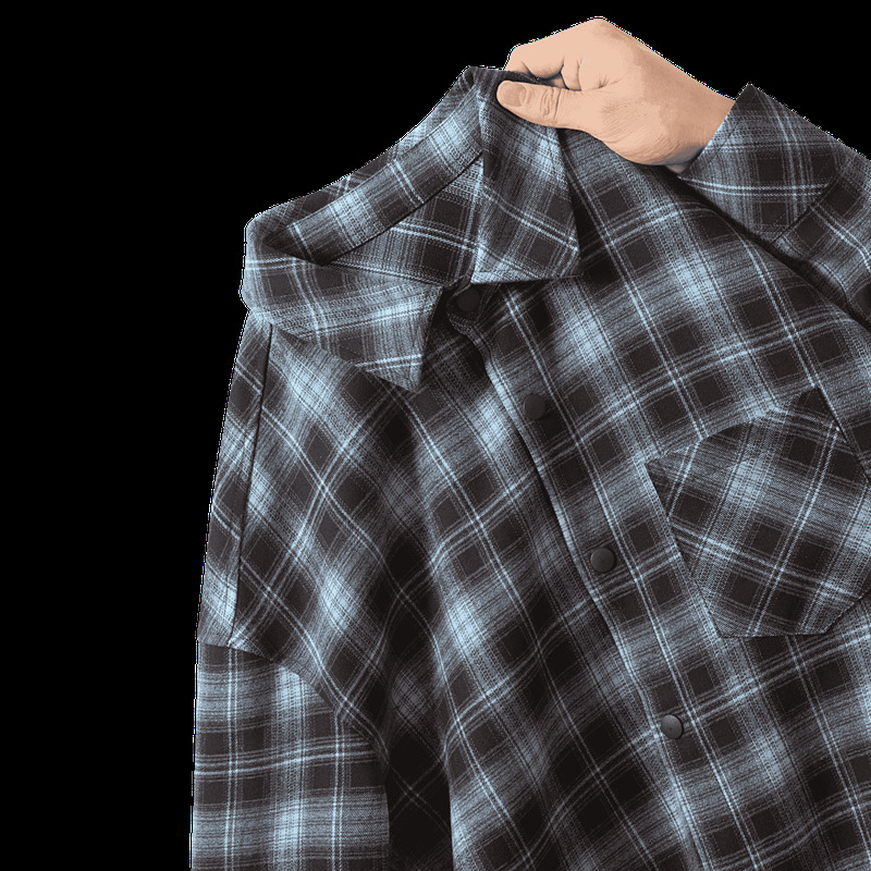 Tavasz–ősz retro kontrasztos flanel ing karos mintával, hosszú ujjú, laza szabású, férfi mindennapi viselet