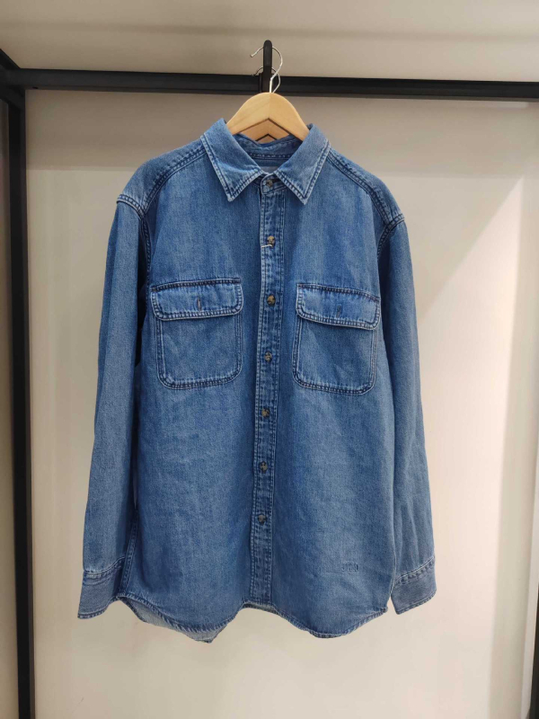 Uniszex lazán szabott denim ing, mosott hatású, mindennapi, hosszú ujjú, 2026 tavasz stílus 484245