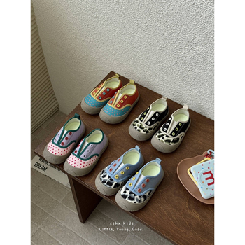Gyerekeknek való vászoncipő, slip-on Velcro záródással, lélegzetelálló, csúszásmentes, koreai retro stílus, tavasz–nyár