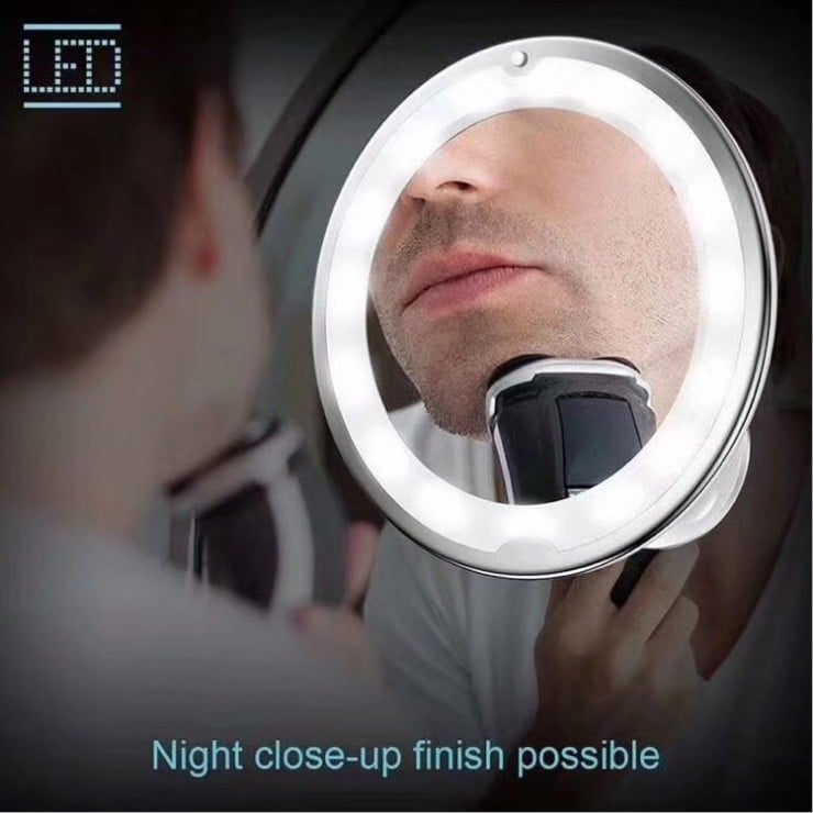 LED-es világítású sminktükör 10× nagyítással a fürdőszobába