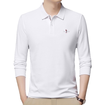 Férfi hosszú ujjú poloing, 100% hosszú szálú pamutból, egyszínű, üzleti-közéleti casual stílus intarsia részletekkel