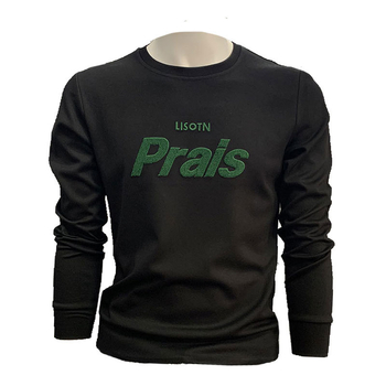 Férfi környakú pulóver, slim fit, hosszú ujjú, pamutkeverék, betűs hímzéssel, tavasz–ősz ideális