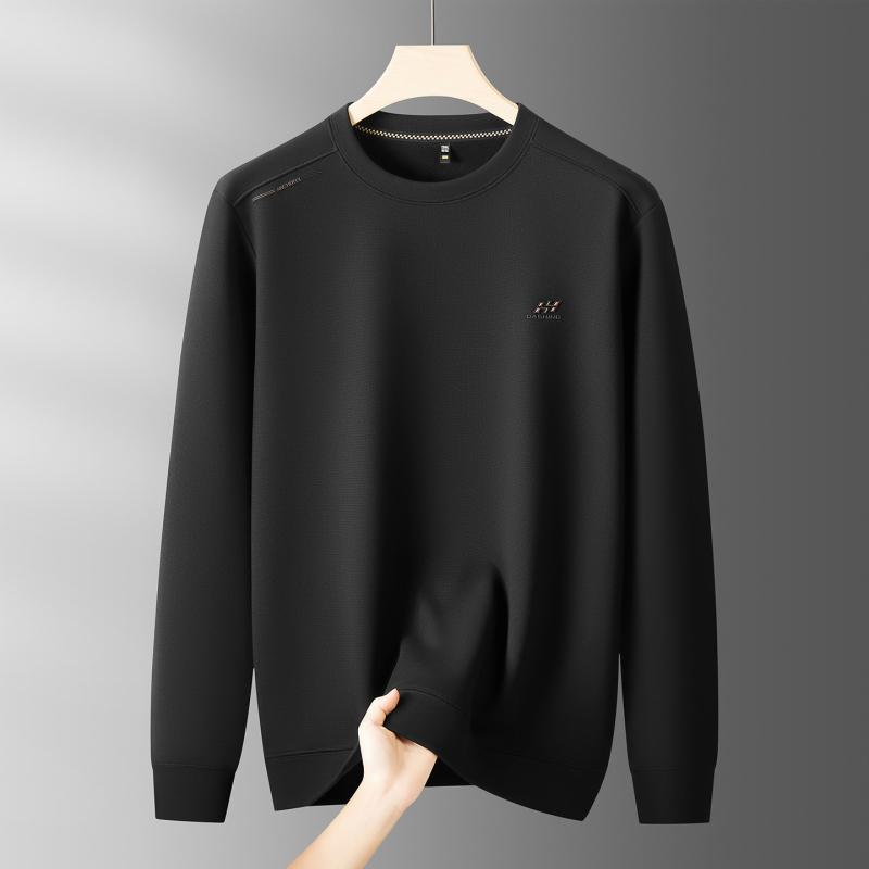 Férfi pluszméretű kerek nyakú pulóver fleece-béléssel, vastag, téli 2025 ősz-tél